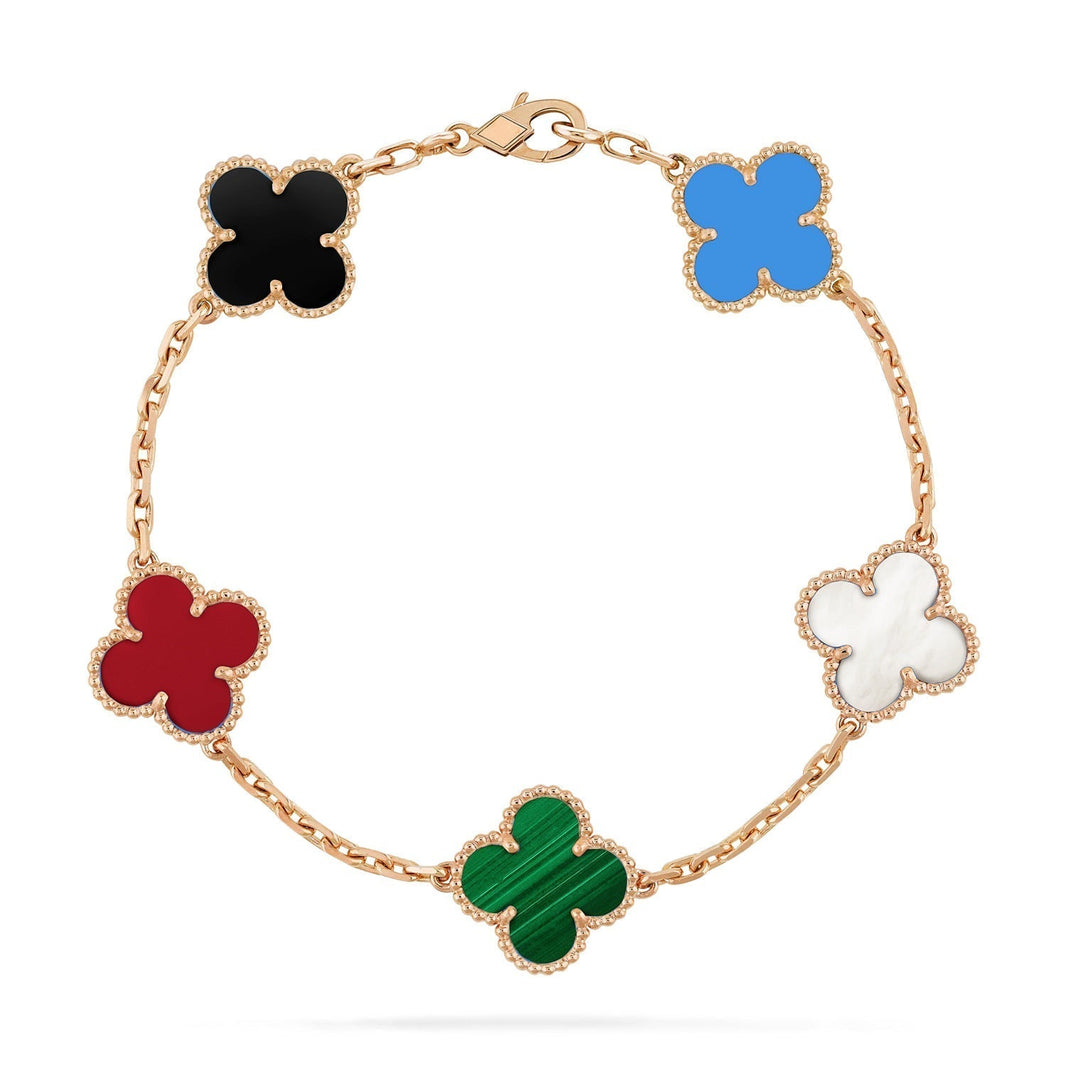 [LUXE]CLOVER 5 MOTIFS MULTICOLOR BRACELET