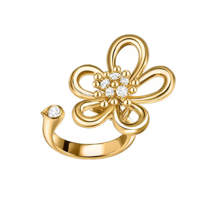 [Luxe Jewelry]  FLOWERLACE OPEN RING 5 DIAMONDS
