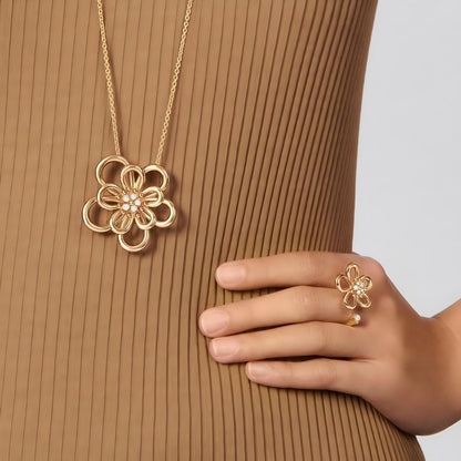 [Luxe Jewelry]  FLOWERLACE OPEN RING 5 DIAMONDS