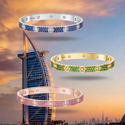 [LUXE]2026 PAVE GEMSTONE LOVE BRACELET 6.1MM 10 DIAMONDS