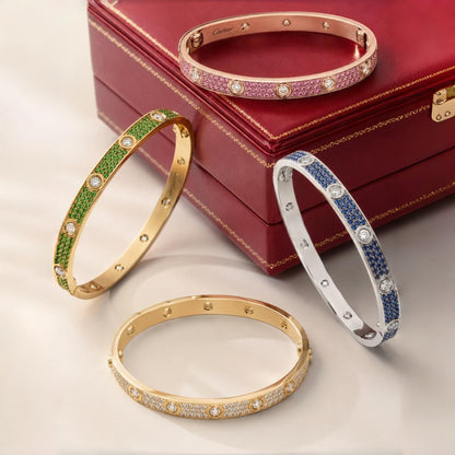 [LUXE]2026 PAVE GEMSTONE LOVE BRACELET 6.1MM 10 DIAMONDS