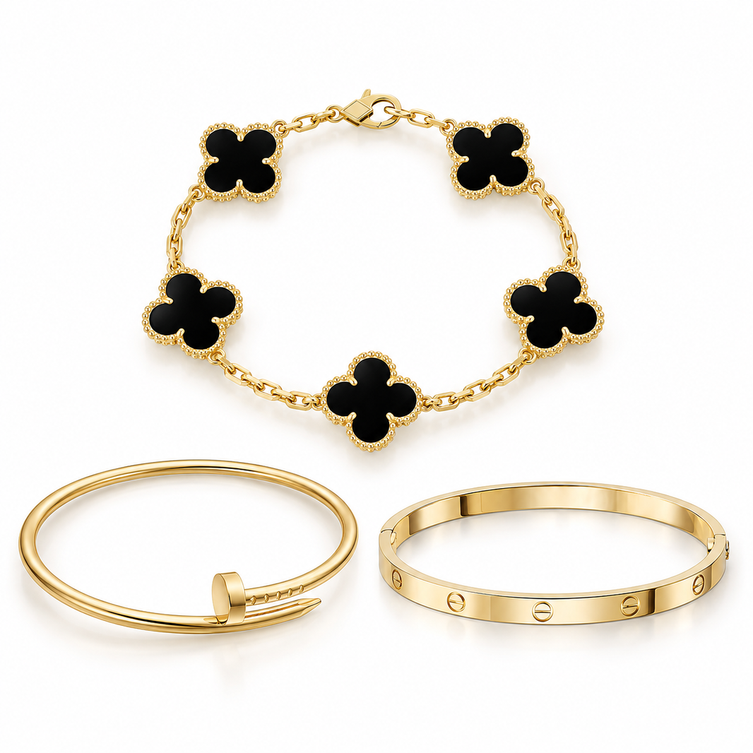 [Luxe Jewelery]Clover & Juste & Lover  Bracelet Stack Set