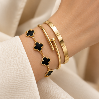 [Luxe Jewelery]Clover & Juste & Lover  Bracelet Stack Set