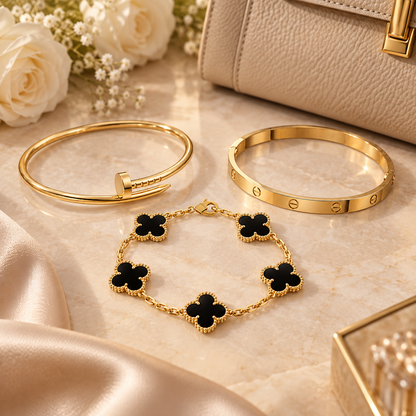 [Luxe Jewelery]Clover & Juste & Lover  Bracelet Stack Set