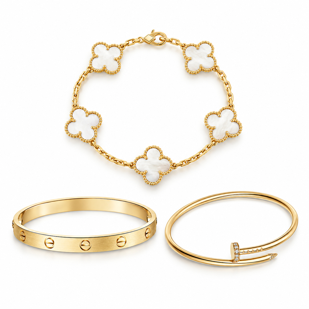 [Luxe Jewelery]Clover & Lover & Juste Bracelet Stack Set
