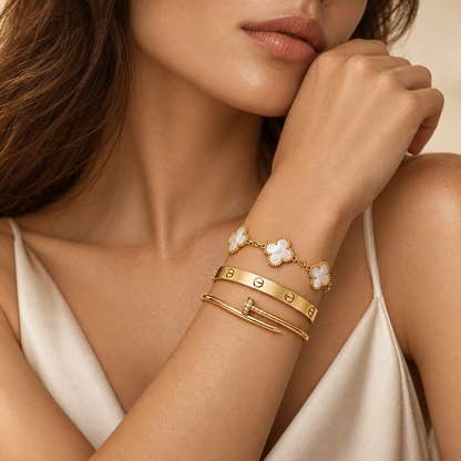 [Luxe Jewelery]Clover & Lover & Juste Bracelet Stack Set