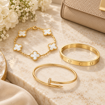 [Luxe Jewelery]Clover & Lover & Juste Bracelet Stack Set