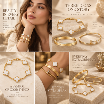 [Luxe Jewelery]Clover & Lover & Juste Bracelet Stack Set