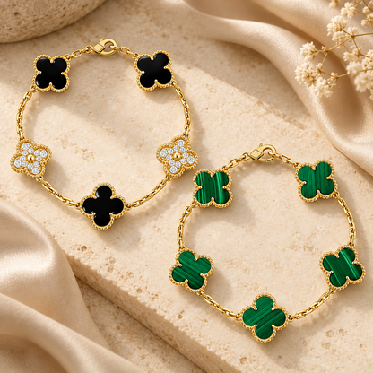 [Luxe Jewelery]Clover 5 Motifs  Duo Bracelet Stack Set