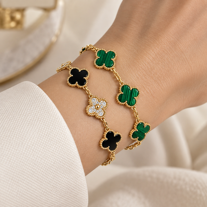 [Luxe Jewelery]Clover 5 Motifs  Duo Bracelet Stack Set