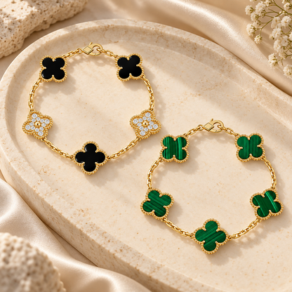 [Luxe Jewelery]Clover 5 Motifs  Duo Bracelet Stack Set