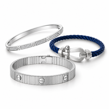 [Luxe Jewelery]Love & Force Large Horseshoe Trio Bracelet Stack Set