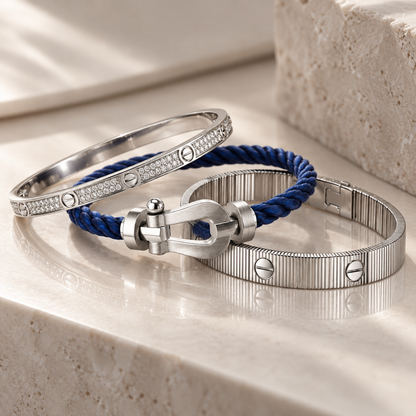 [Luxe Jewelery]Love & Force Large Horseshoe Trio Bracelet Stack Set