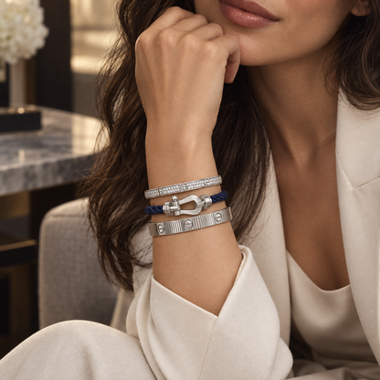 [Luxe Jewelery]Love & Force Large Horseshoe Trio Bracelet Stack Set