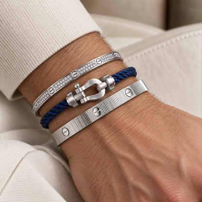 [Luxe Jewelery]Love & Force Large Horseshoe Trio Bracelet Stack Set