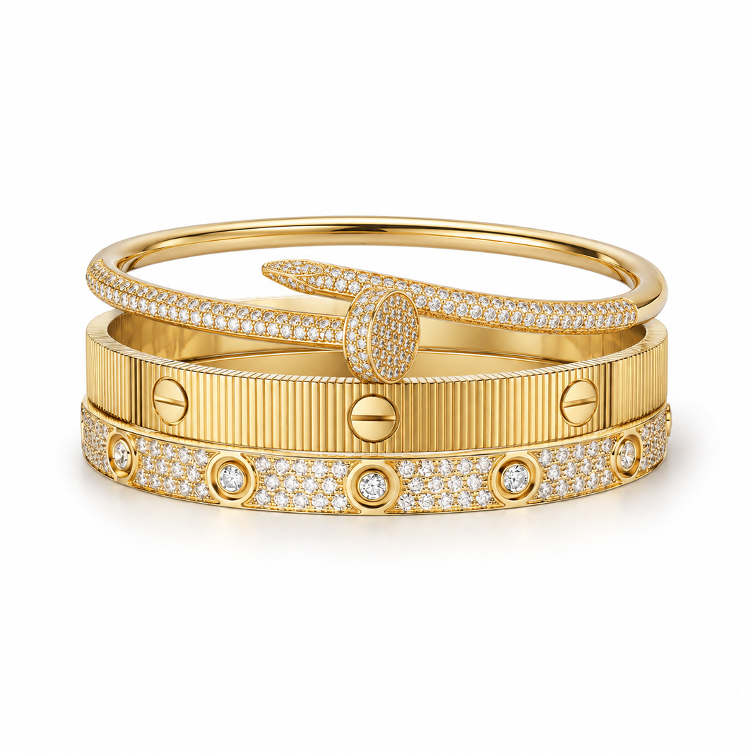 [Luxe Jewelery]Love & Juste Statement Bracelet Trio Stack Set