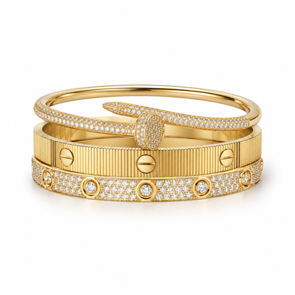 [Luxe Jewelery]Love & Juste Statement Bracelet Trio Stack Set
