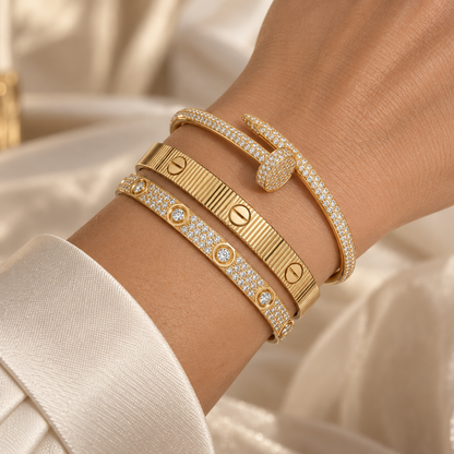 [Luxe Jewelery]Love & Juste Statement Bracelet Trio Stack Set