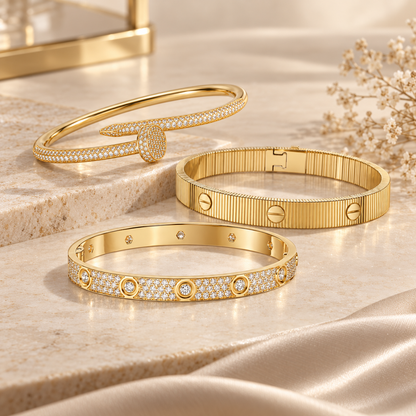 [Luxe Jewelery]Love & Juste Statement Bracelet Trio Stack Set