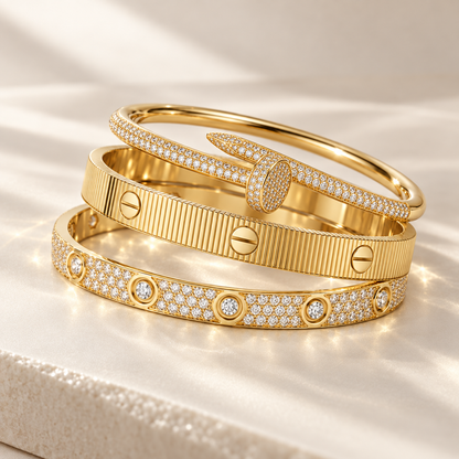 [Luxe Jewelery]Love & Juste Statement Bracelet Trio Stack Set