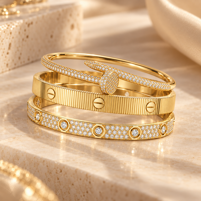 [Luxe Jewelery]Love & Juste Statement Bracelet Trio Stack Set