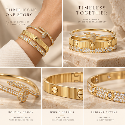 [Luxe Jewelery]Love & Juste Statement Bracelet Trio Stack Set