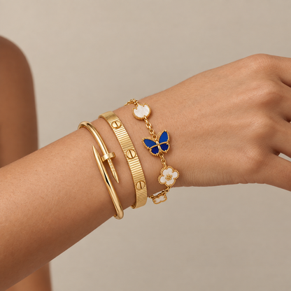 [Luxe Jewelery]Clover Lucky Spring & Love & Juste Garden 3-Piece  Bracelet Stack Set
