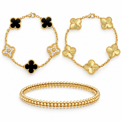 [Luxe Jewelery]Clover & Clash Bracelet 3-Piece Stack set