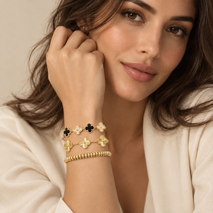 [Luxe Jewelery]Clover & Clash Bracelet 3-Piece Stack set