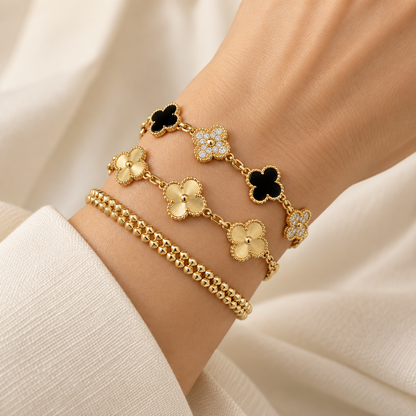 [Luxe Jewelery]Clover & Clash Bracelet 3-Piece Stack set