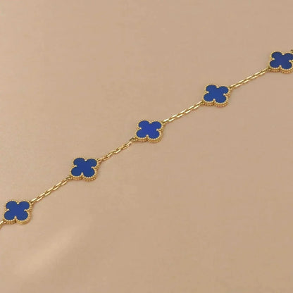 [Luxe]CLOVER 5 MOTIFS BLUE AGATE BRACELET