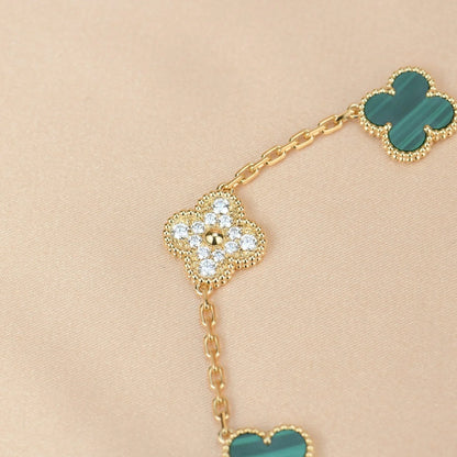 [LUXE] CLOVER 5 MOTIF MALACHITE BRACELET COLLECTION