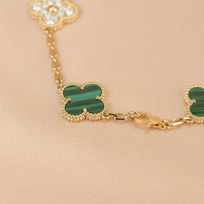 [LUXE] CLOVER 5 MOTIF MALACHITE BRACELET COLLECTION