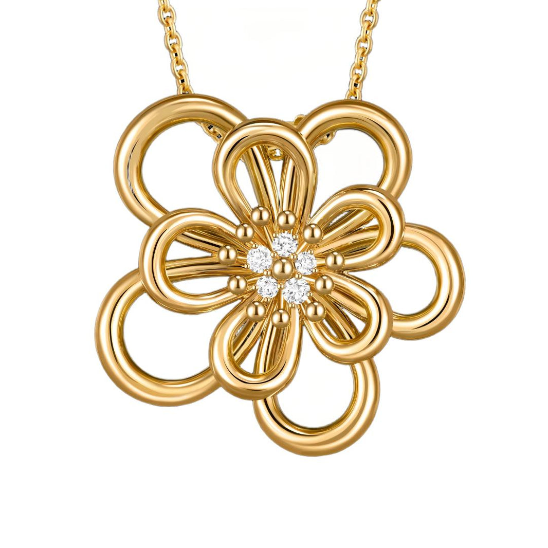 [Luxe Jewelry]FLOWERLACE NECKLACE 5 DIAMONDS