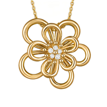 [Luxe Jewelry]FLOWERLACE NECKLACE 5 DIAMONDS