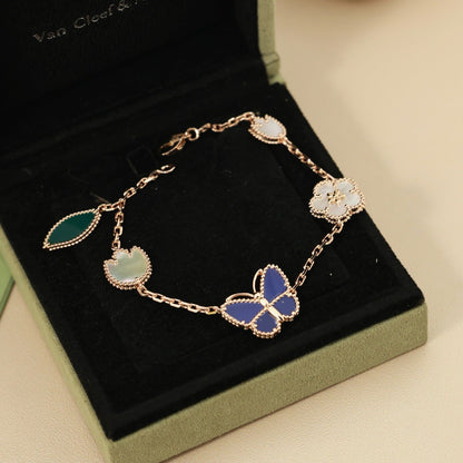 [Luxe Jewelery] LOVE Brushed & Lucky Spring Butterfly 5-Motif Bracelet Stack Set