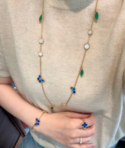 [LUXE]ラッキー スプリング バタフライ 15 フラワー ネックレス