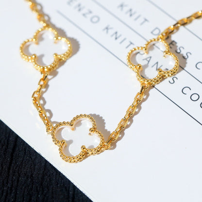 [Luxe Jewelry]CLOVER 5 MOTIF ROCK CRYSTAL BRACELET