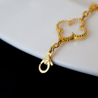 [Luxe Jewelry]CLOVER 5 MOTIF ROCK CRYSTAL BRACELET