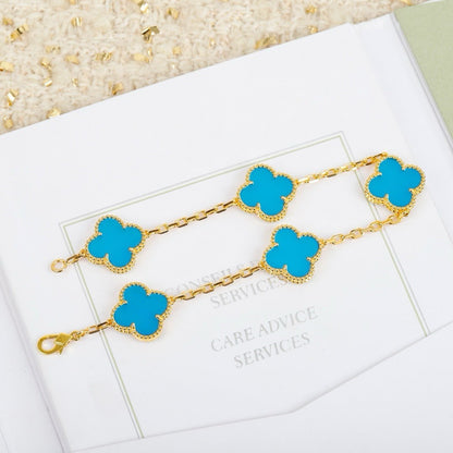 [Luxe]CLOVER 5 MOTIFS TURQUOISE BRACELET