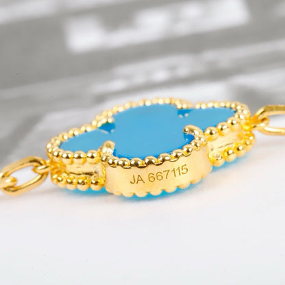 [Luxe]CLOVER 5 MOTIFS TURQUOISE BRACELET