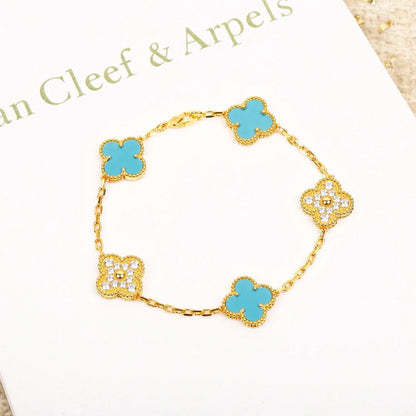 [LUXE] CLOVER 5 MOTIF TURQUOISE BRACELET COLLECTION