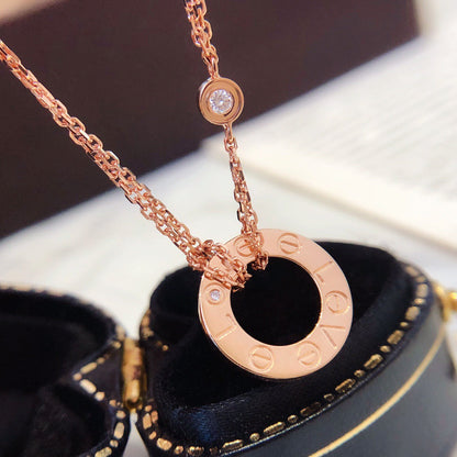 [Luxe Jewelry] LOVE NECKLACE 16MM 2 DIAMONDS