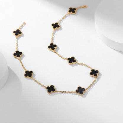 [Luxe]CLOVER 10 MOTIFS ONYX NECKLACE