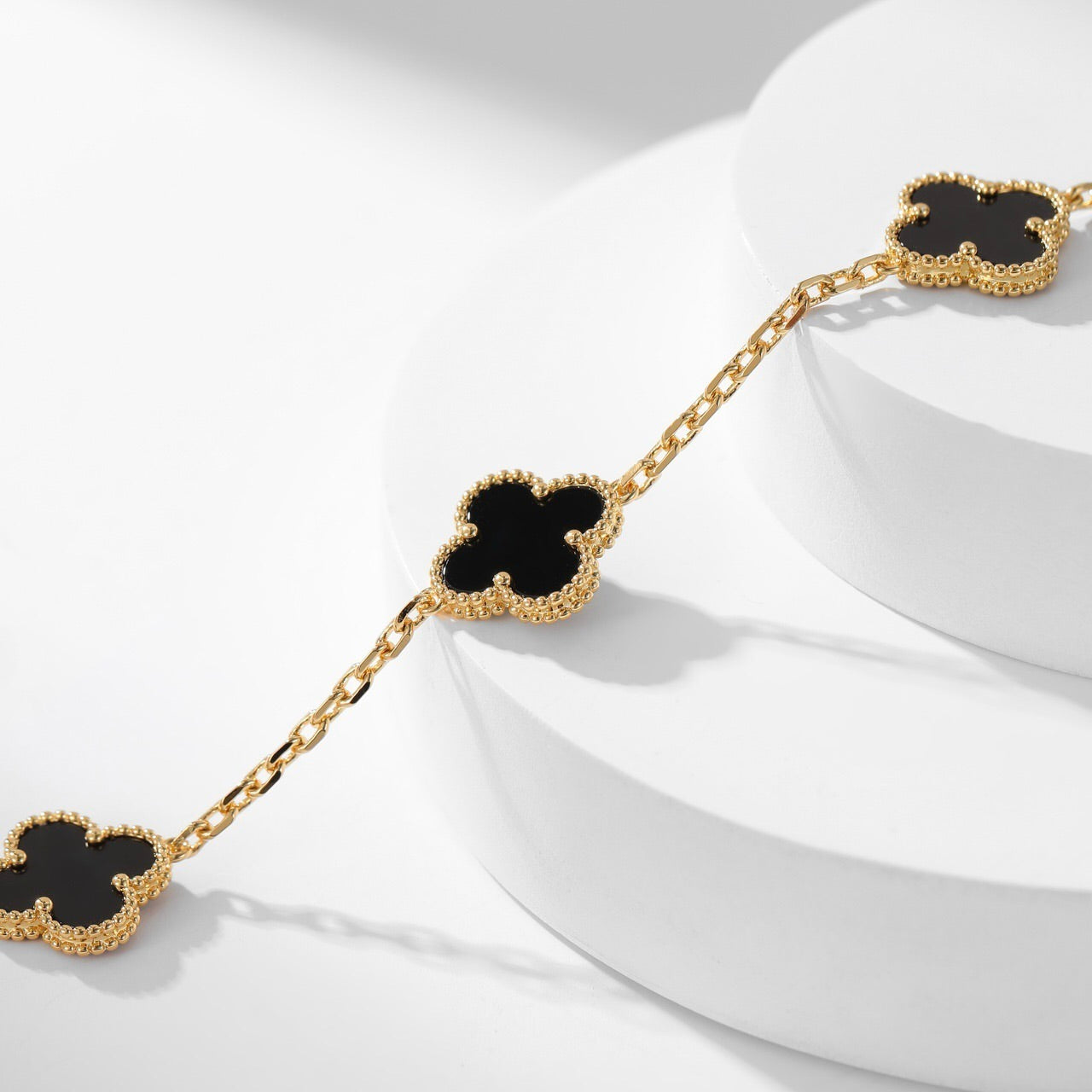 [Luxe]CLOVER 10 MOTIFS ONYX NECKLACE