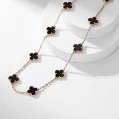 [Luxe]CLOVER 10 MOTIFS ONYX NECKLACE