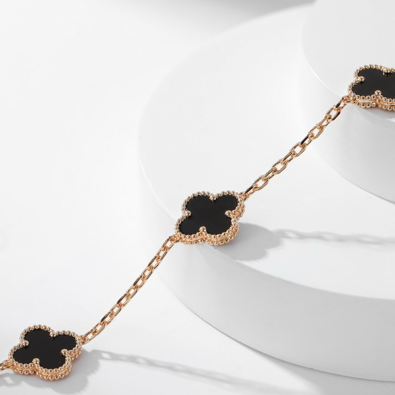 [Luxe]CLOVER 10 MOTIFS ONYX NECKLACE