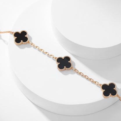 [Luxe]CLOVER 10 MOTIFS ONYX NECKLACE