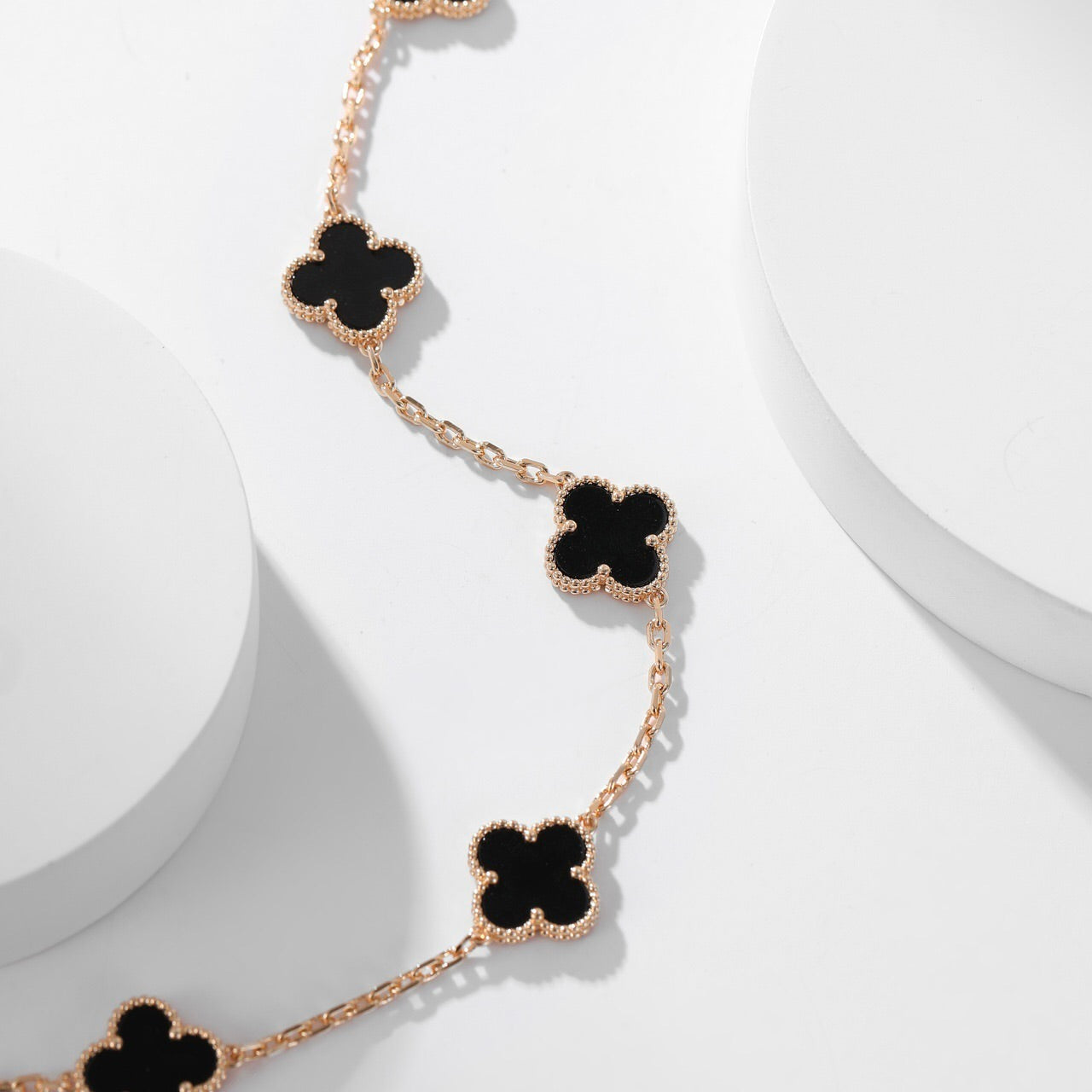 [Luxe]CLOVER 10 MOTIFS ONYX NECKLACE