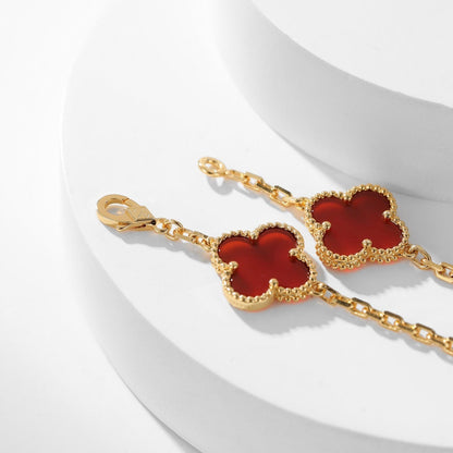 [Luxe]CLOVER 10 MOTIFS CARNELIAN NECKLACE